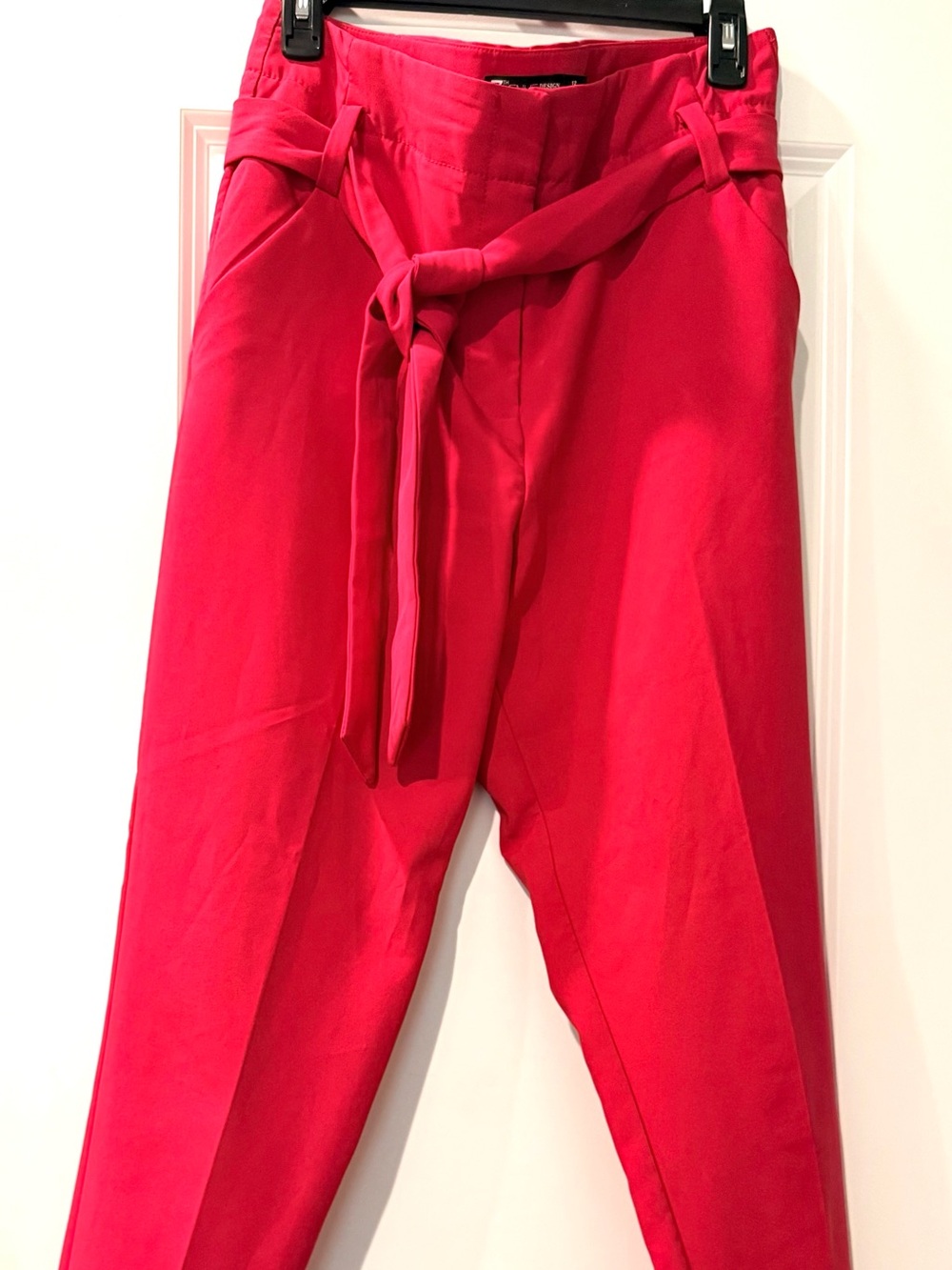 New York & Company Hot Pink Tie-Waist Chinos
